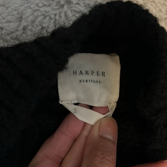 Harper Heritage Black Cable Knit Long Sleeve Sweater size S - Picture 5 of 6